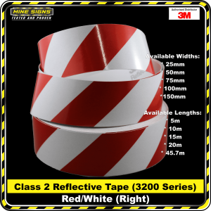 3M Red/White Class 2 (3200 Series) Reflective Tape – RIGHT