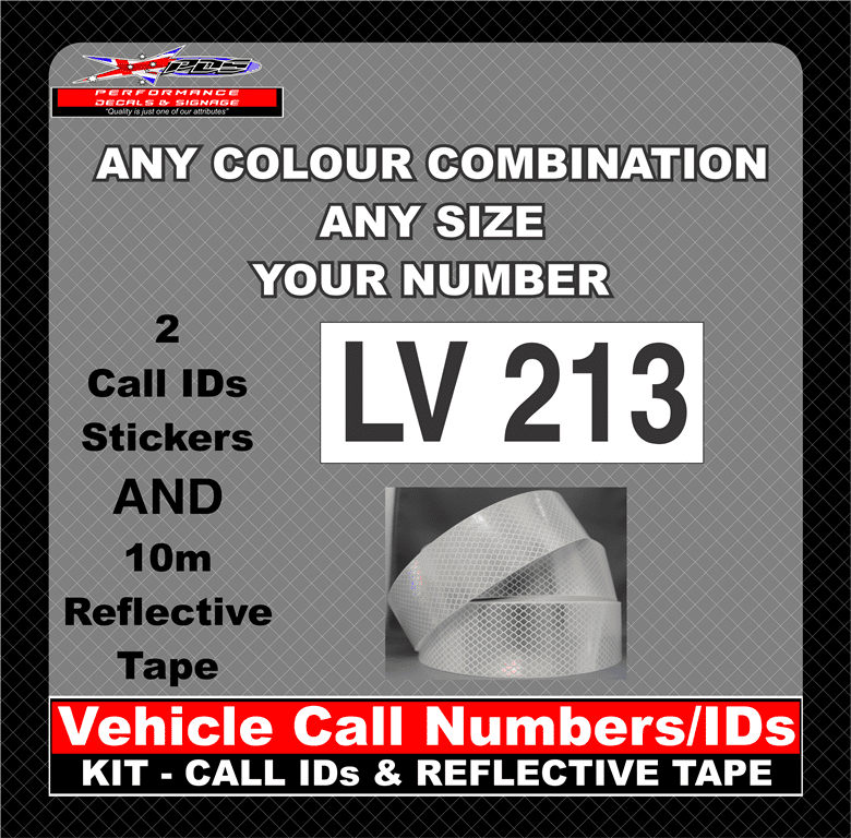 Hi Vis Light Vehicle Call Number/ID Class 1 SET (Set of Adhesive IDs & Reflective Tape) 280mm x 600mm - Image 17