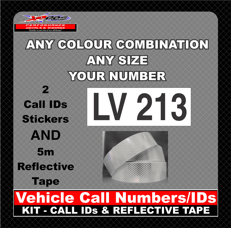 Hi Vis Light Vehicle Call Number/ID Class 1 SET (Set of Adhesive IDs & Reflective Tape) 280mm x 600mm - Image 18