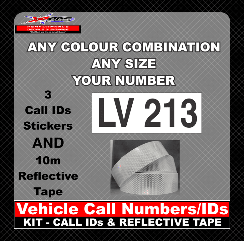 Hi Vis Light Vehicle Call Number/ID Class 1 SET (Set of Adhesive IDs & Reflective Tape) 280mm x 600mm - Image 16