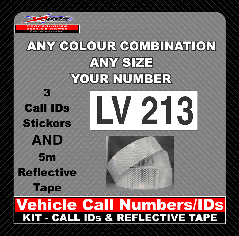 Hi Vis Light Vehicle Call Number/ID Class 1 SET (Set of Adhesive IDs & Reflective Tape) 280mm x 600mm - Image 15