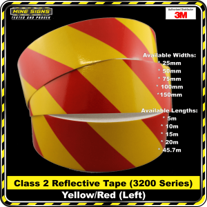 3M Yellow/Red Class 2 (3200 Series) Reflective Tape - LEFT