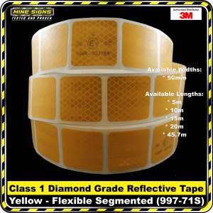 3M Yellow (997-71S) Diamond Grade Class 1 Flexible Reflective Tape Segmented