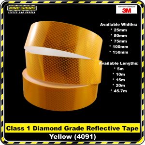 3M Yellow (4091) Diamond Grade Class 1 Reflective Tape